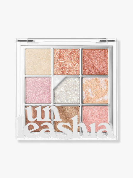 Unleashia Glitterpedia Eye Palette glitter eye shadow palette on light gray background